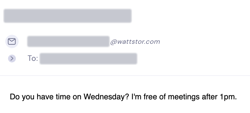 Wattstor offers a time for a meeting. Personal details redacted.